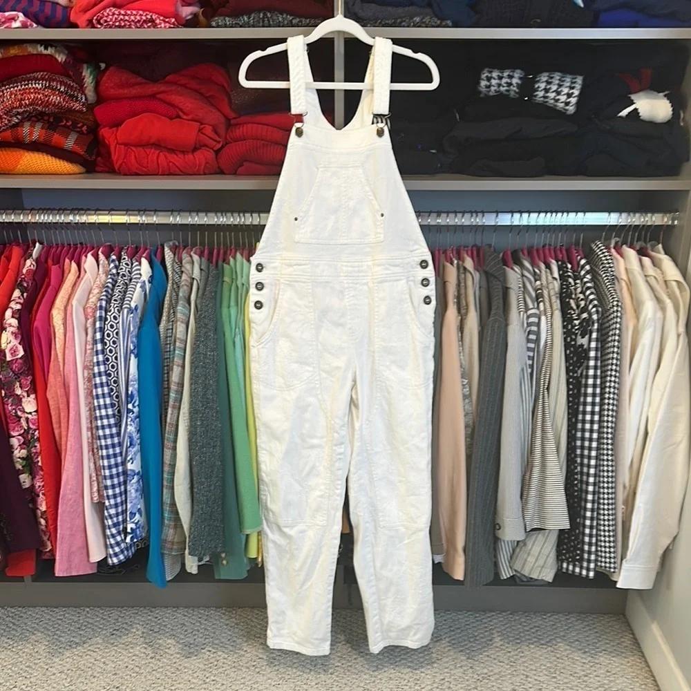Pilcro white textured overall jumpsuit size 27